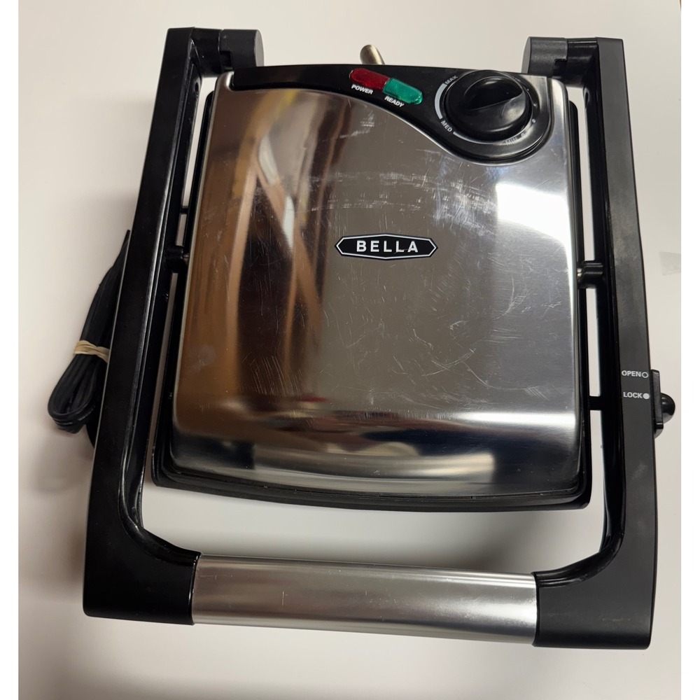 Bella Panini Maker TSK-C159 Polished Chrome Black Electric Indoor Grill 1400W